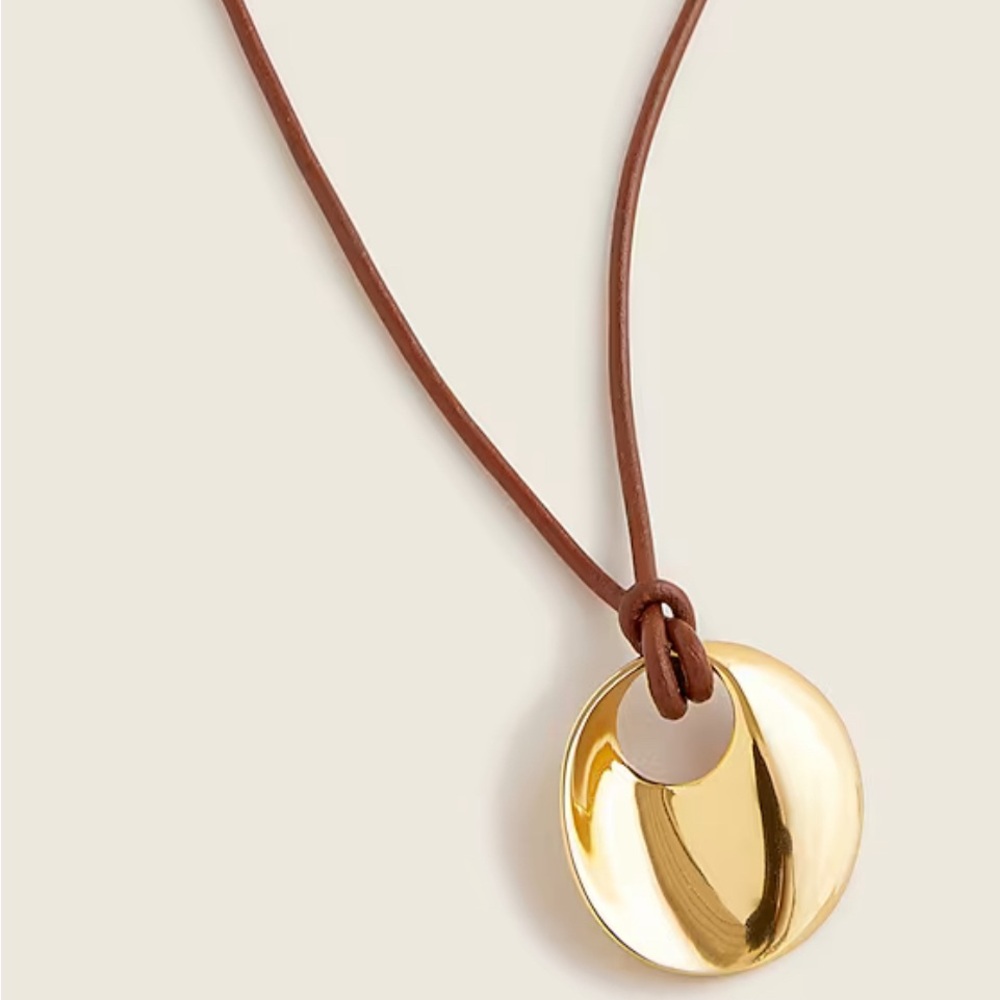 New With Tags Reimagined By J. Crew Brown Leather Adjustable Pendant Necklace